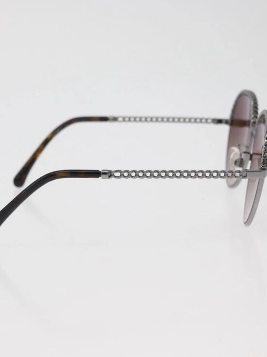 CHANEL Sunglasses metal Silver CC Auth 176091A main image 6